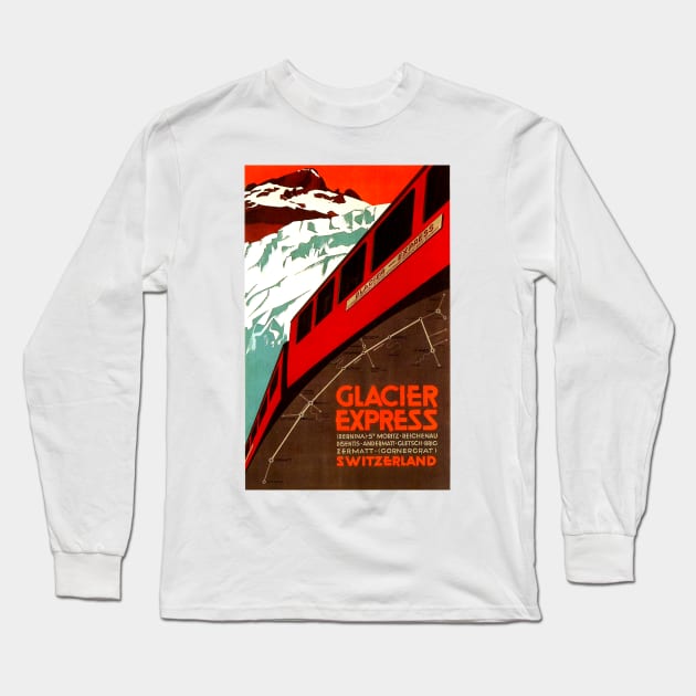 Vintage Travel - Glacier Express Long Sleeve T-Shirt by Culturio